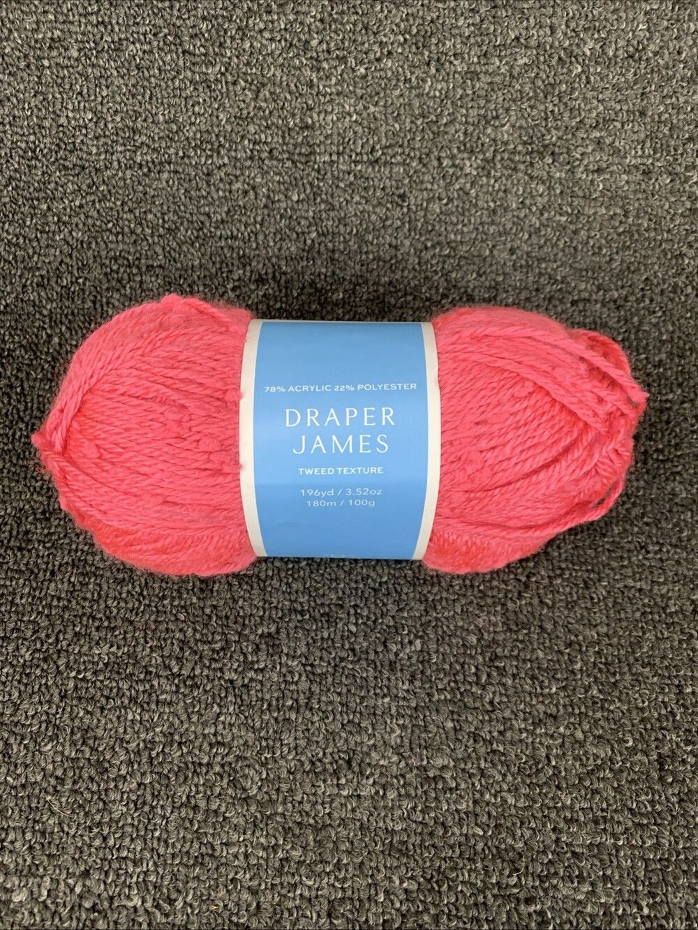 Draper James Tweed Texture Pink Lemonade 196yd 3.52oz Yarn New Rare